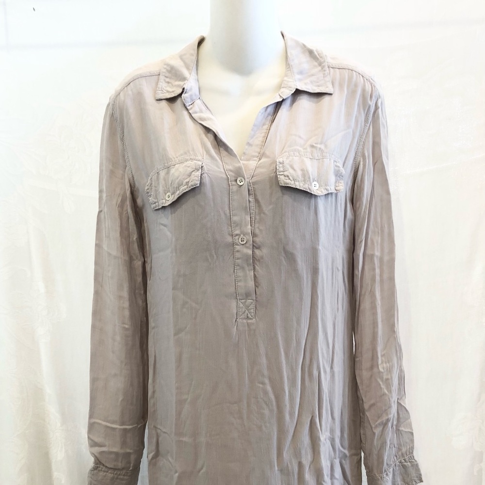 James Perse Long Sleeve Tunic Dress in Light Taupe